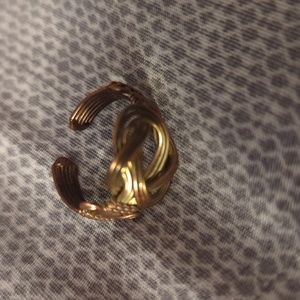 Gold and copper wire knot adjustable ring